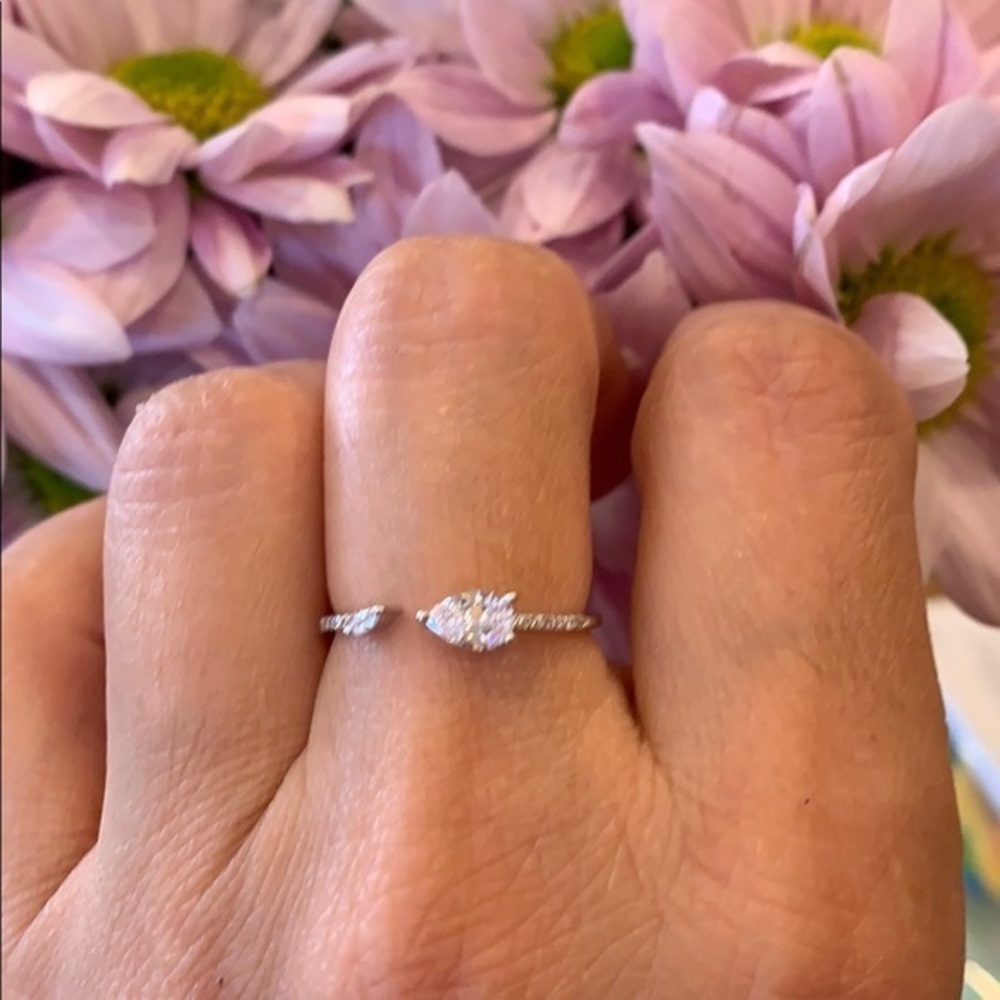 Unique Pear CZ Band Ring Size 8